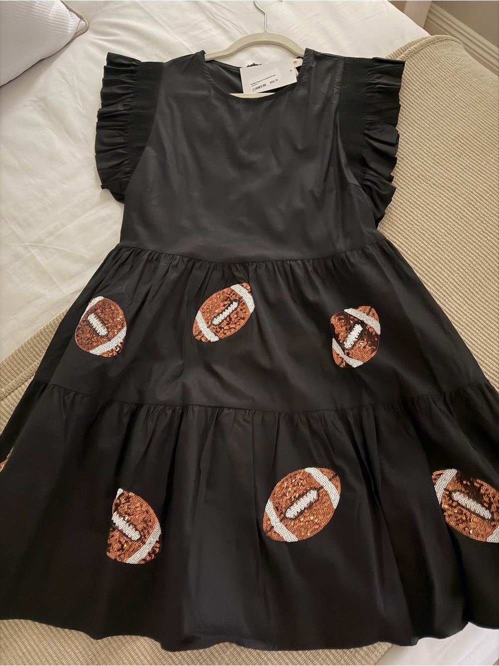 Peach Love California Black Sequin Football Tiered Dress for Women - Picture 6 of 8